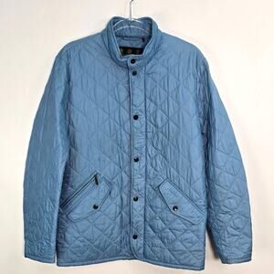 Barbour Mens Flyweight Chelsea Quilted Jacket Light Blue Snap Zip Front Size M
